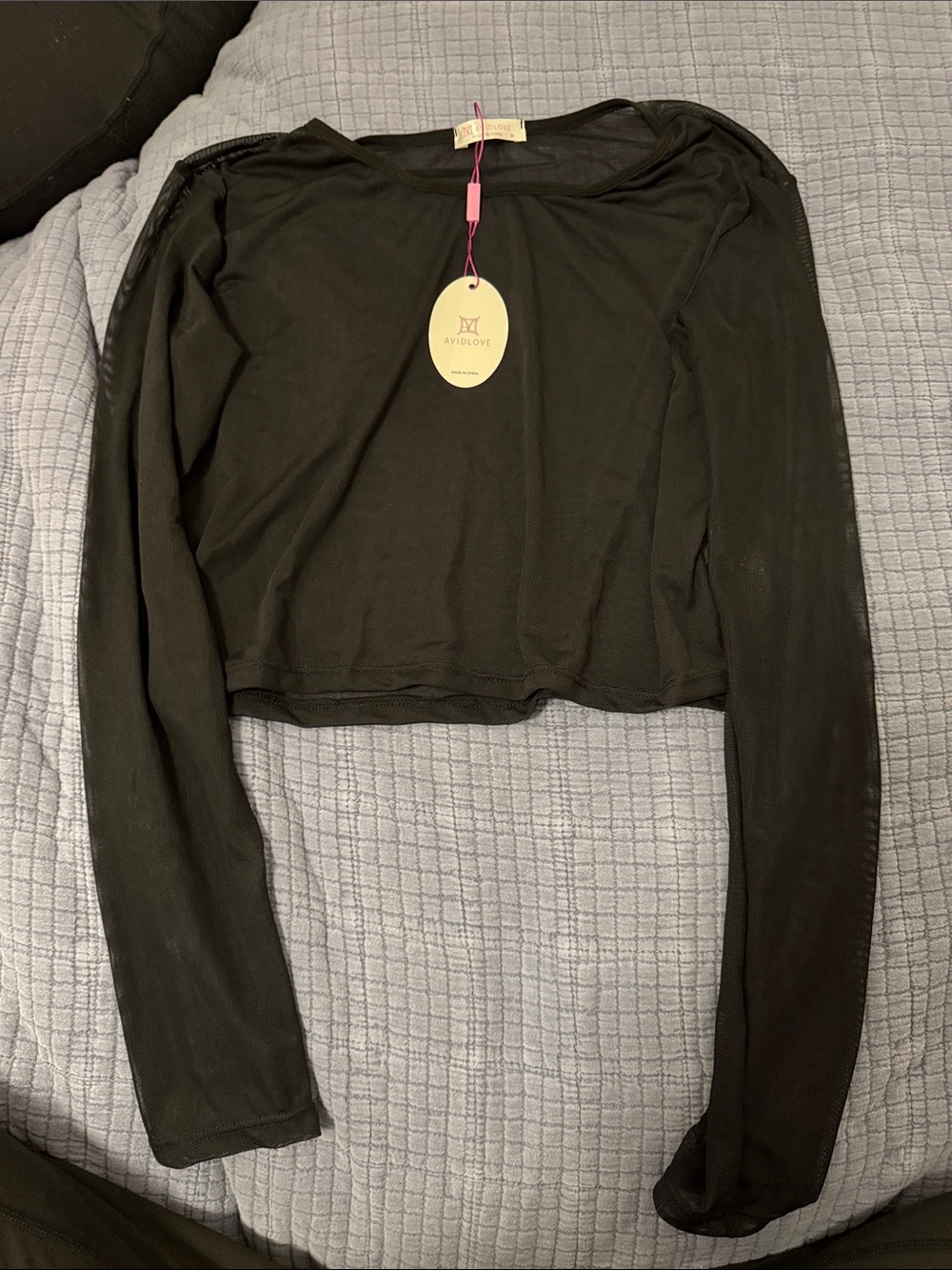 Love Black Long-Sleeve Cropped Tee